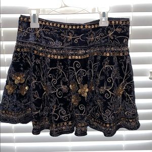 free People Black velvet skirt